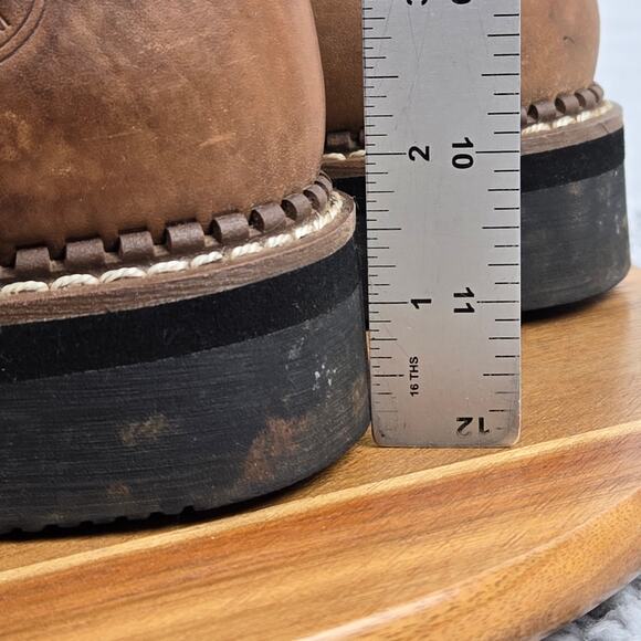 Georgia Boot Mens 9.5M Wellington Brown Leather Waterproof Pull On Work Roper - Picture 3 of 16